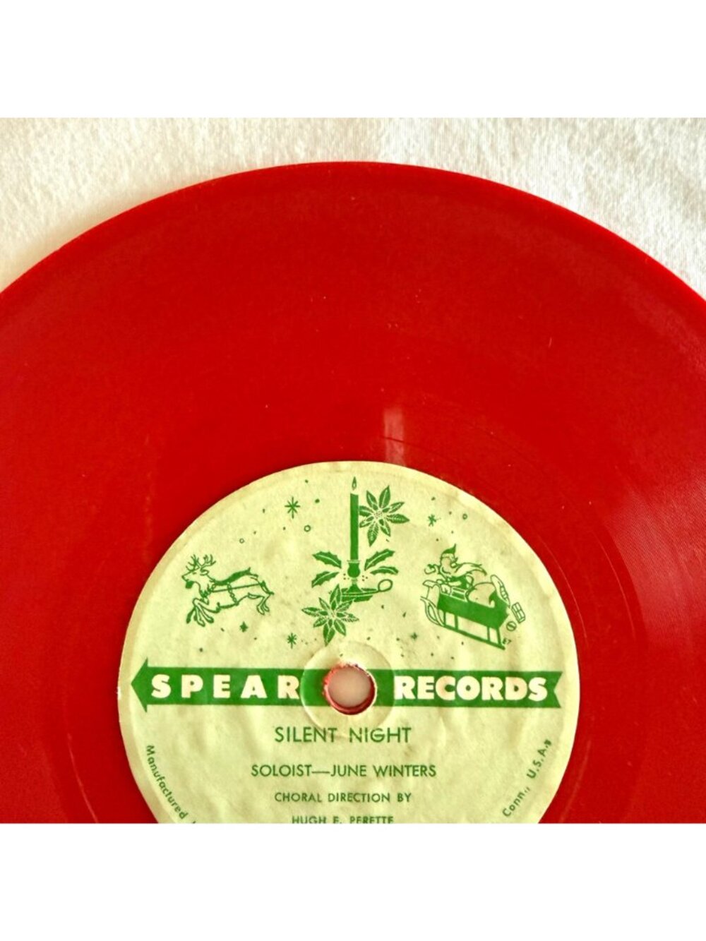 Vintage 1950s Silent Night Red Vinyl 78 Record Christmas Decor Spear Records - Picture 10 of 12